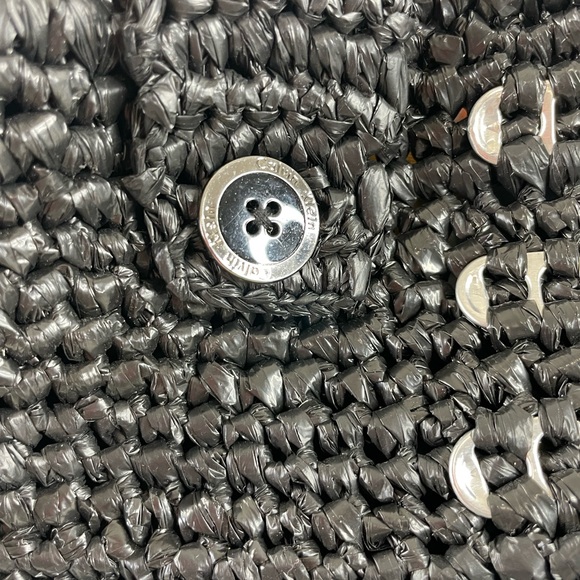 Calvin Klein Black Crochet Pop Top Recycled Shoulderbag Purse - Picture 6 of 10